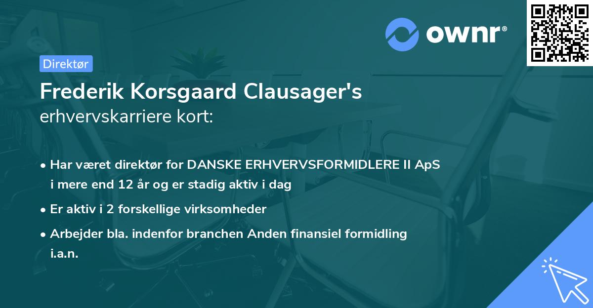 Frederik Korsgaard Clausager's erhvervskarriere kort