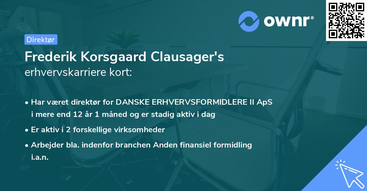 Frederik Korsgaard Clausager's erhvervskarriere kort