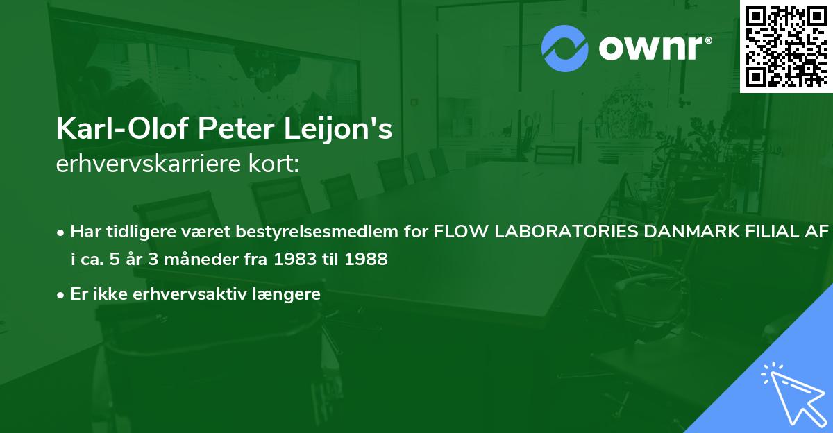 Karl-Olof Peter Leijon's erhvervskarriere kort
