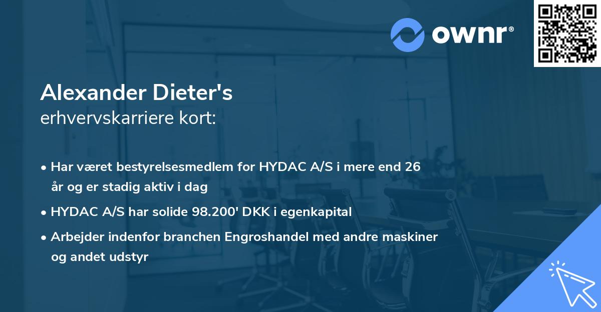 Alexander Dieter's erhvervskarriere kort