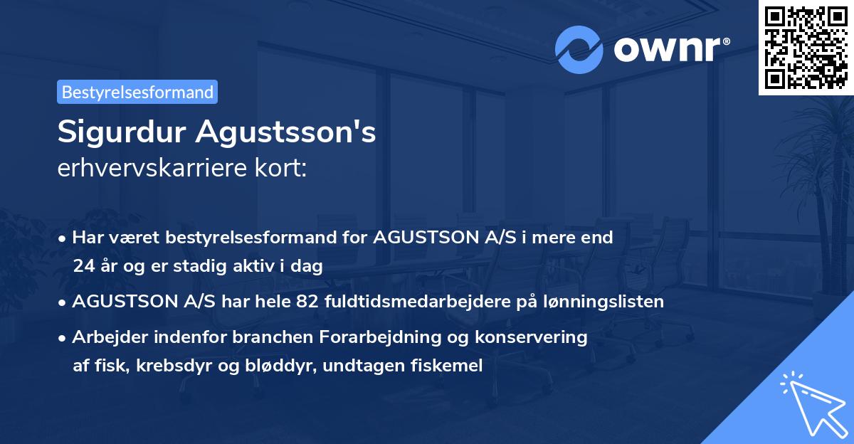 Sigurdur Agustsson's erhvervskarriere kort