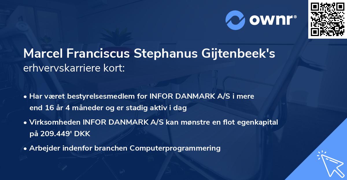 Marcel Franciscus Stephanus Gijtenbeek's erhvervskarriere kort