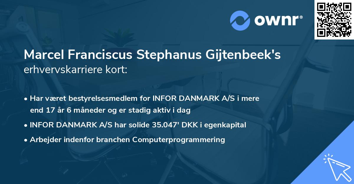 Marcel Franciscus Stephanus Gijtenbeek's erhvervskarriere kort