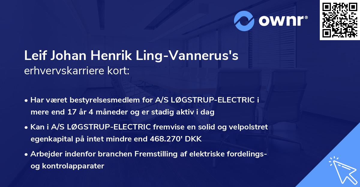 Leif Johan Henrik Ling-Vannerus's erhvervskarriere kort