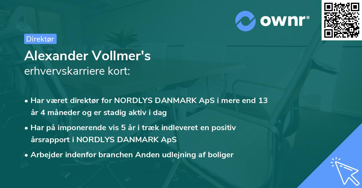 Alexander Vollmer's erhvervskarriere kort