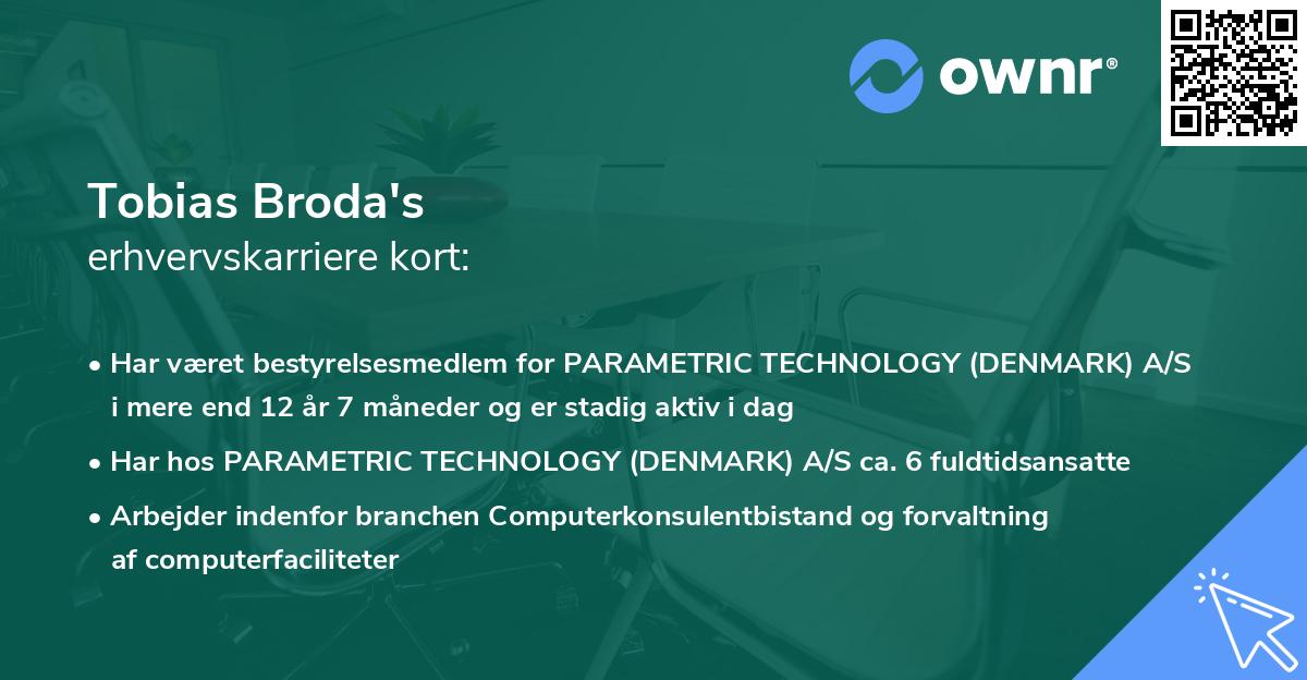 Tobias Broda's erhvervskarriere kort