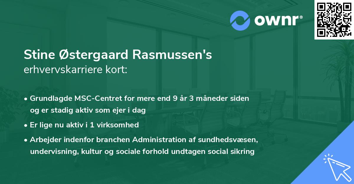 Stine Østergaard Rasmussen's erhvervskarriere kort