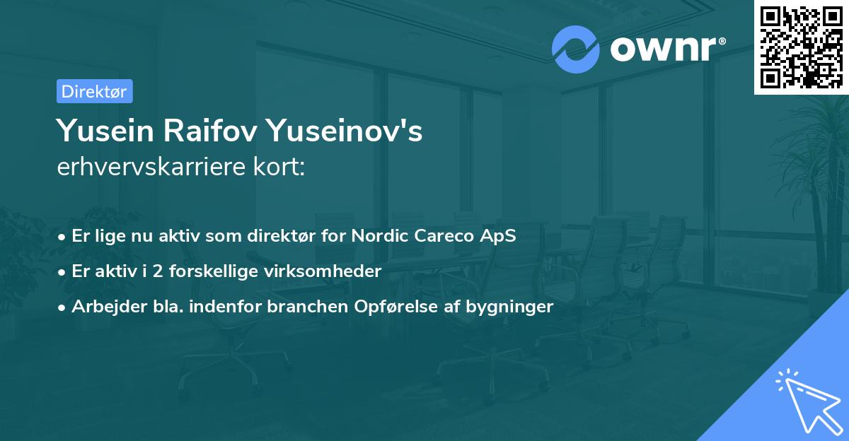 Yusein Raifov Yuseinov's erhvervskarriere kort