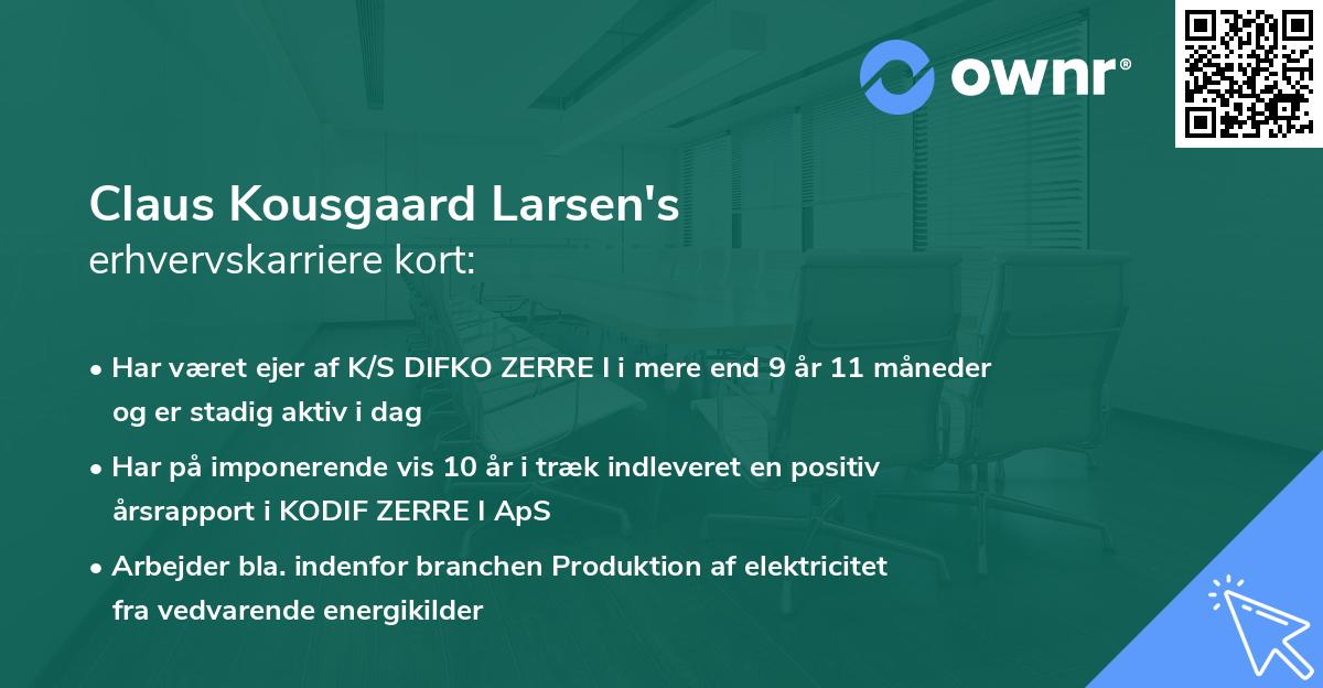 Claus Kousgaard Larsen's erhvervskarriere kort