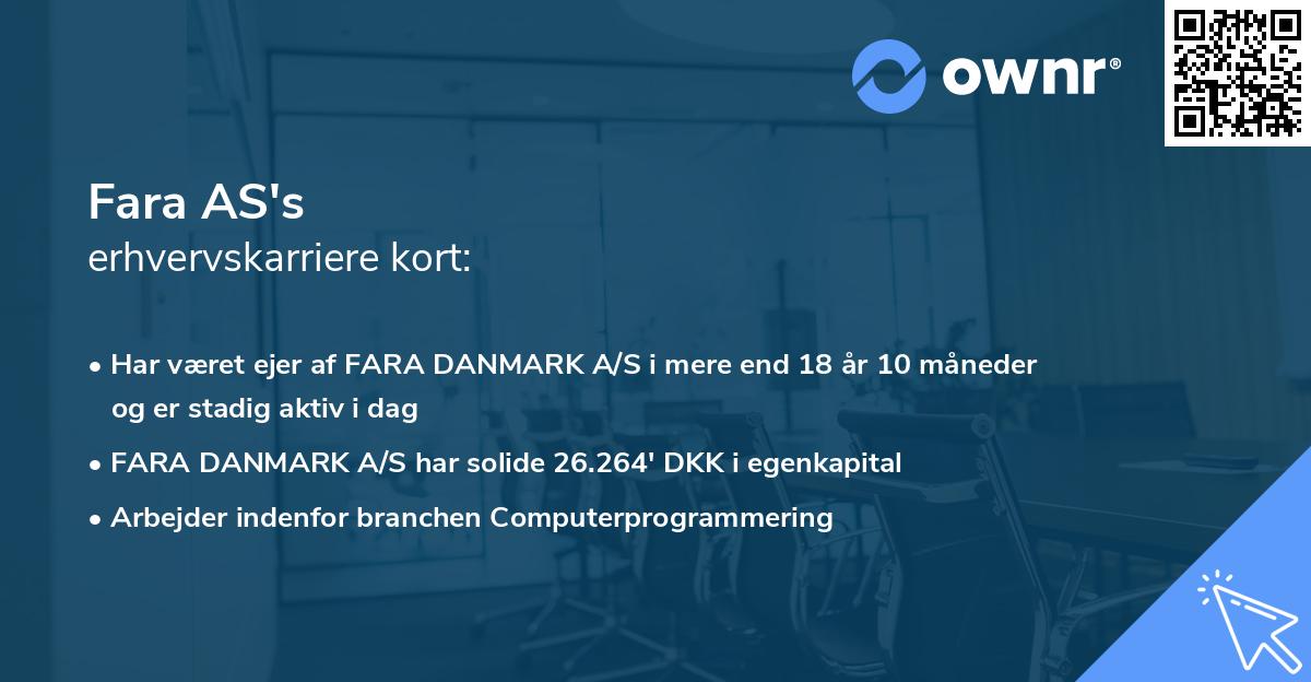 Fara AS's erhvervskarriere kort