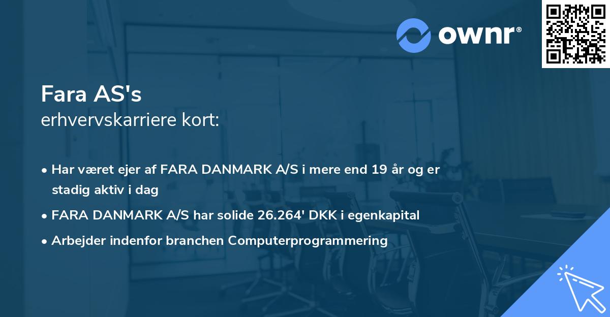 Fara AS's erhvervskarriere kort