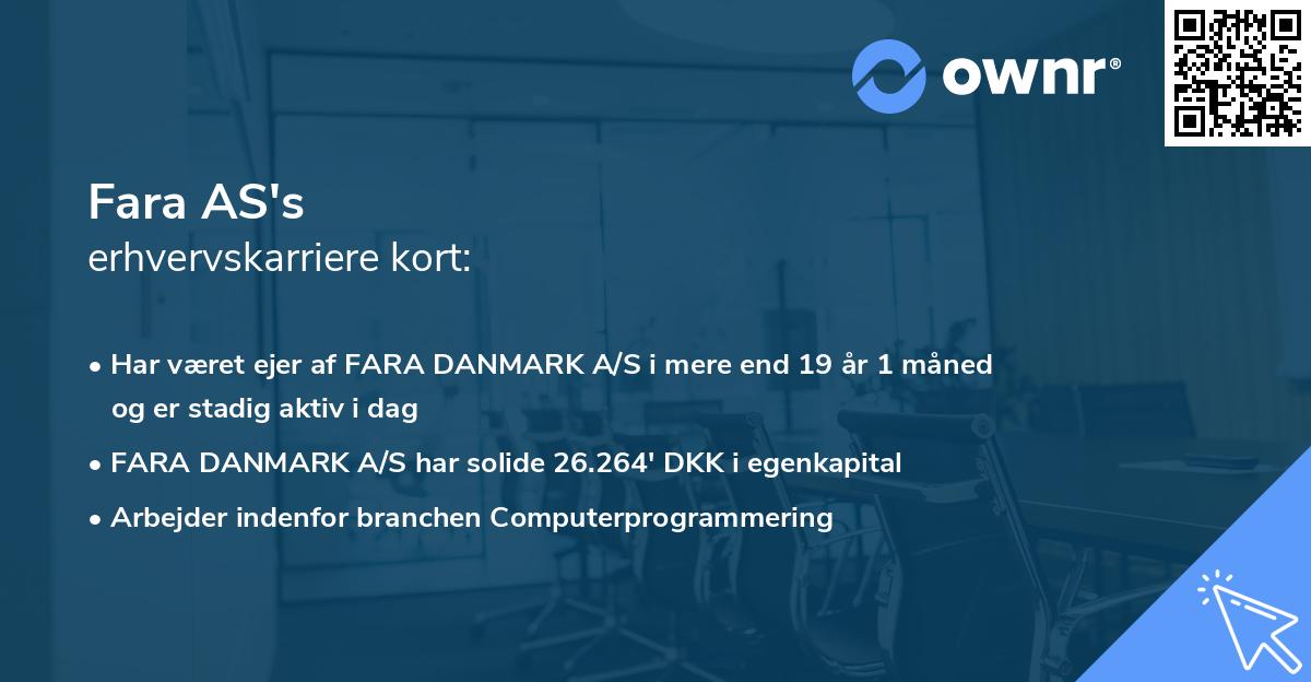 Fara AS's erhvervskarriere kort