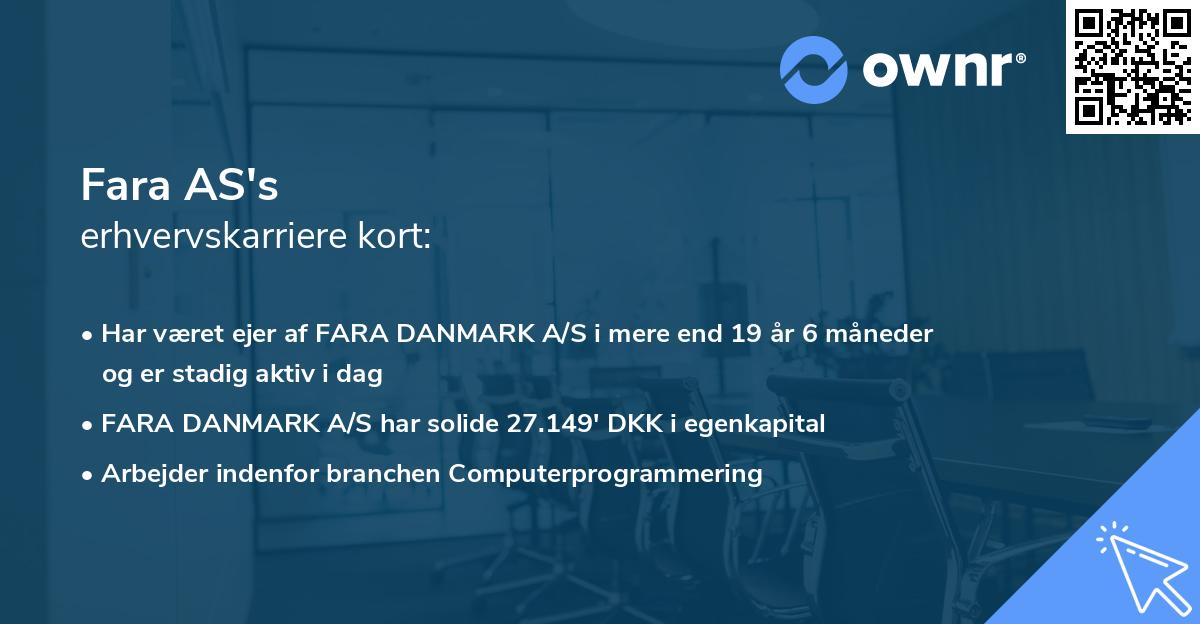 Fara AS's erhvervskarriere kort