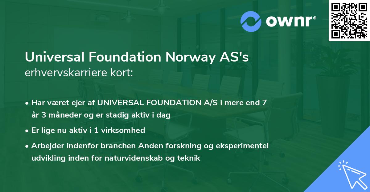 Universal Foundation Norway AS's erhvervskarriere kort