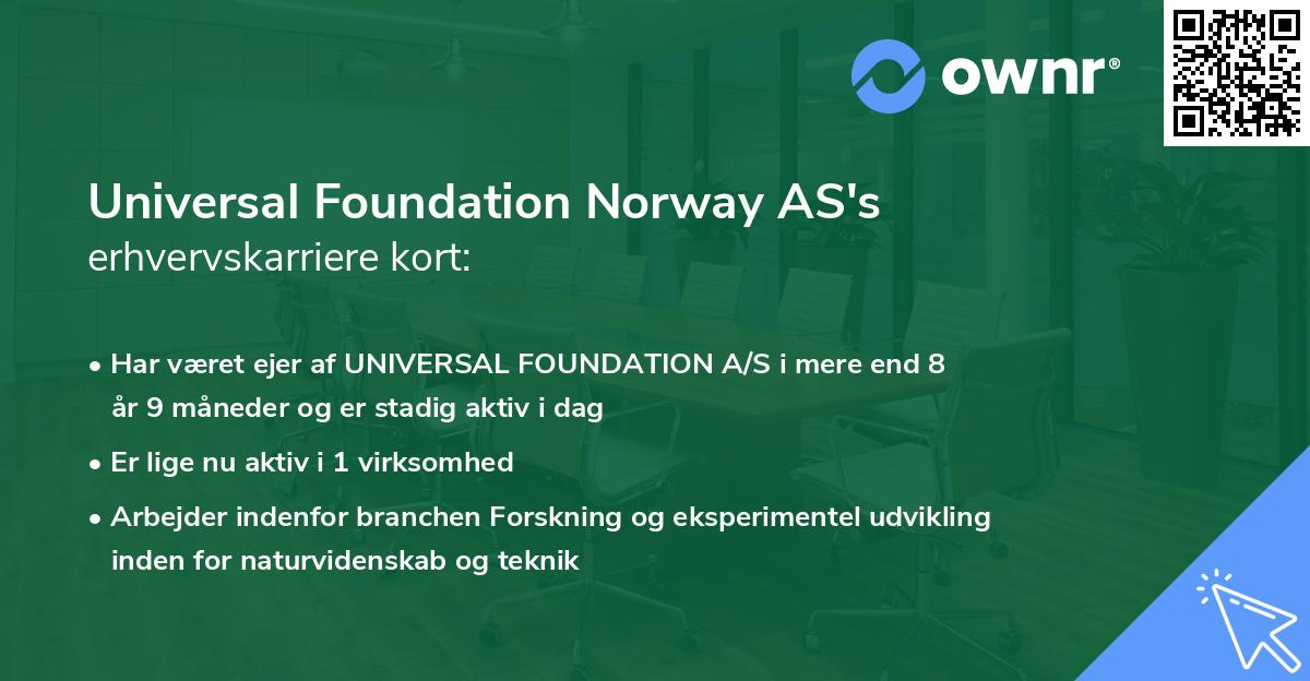 Universal Foundation Norway AS's erhvervskarriere kort