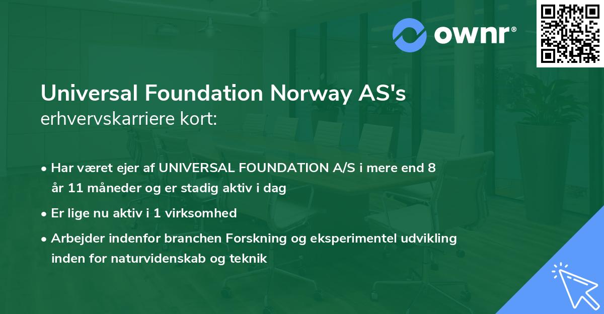Universal Foundation Norway AS's erhvervskarriere kort