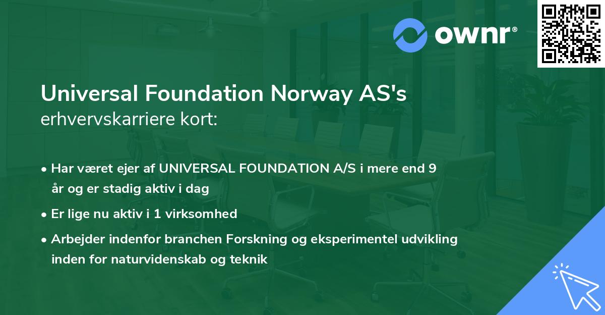 Universal Foundation Norway AS's erhvervskarriere kort