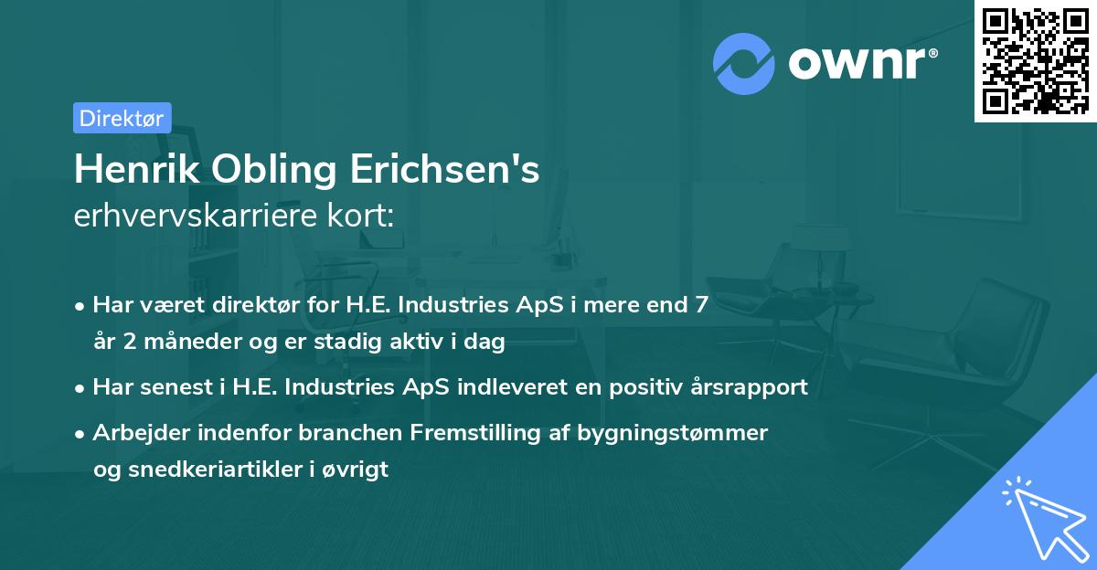 Henrik Obling Erichsen's erhvervskarriere kort