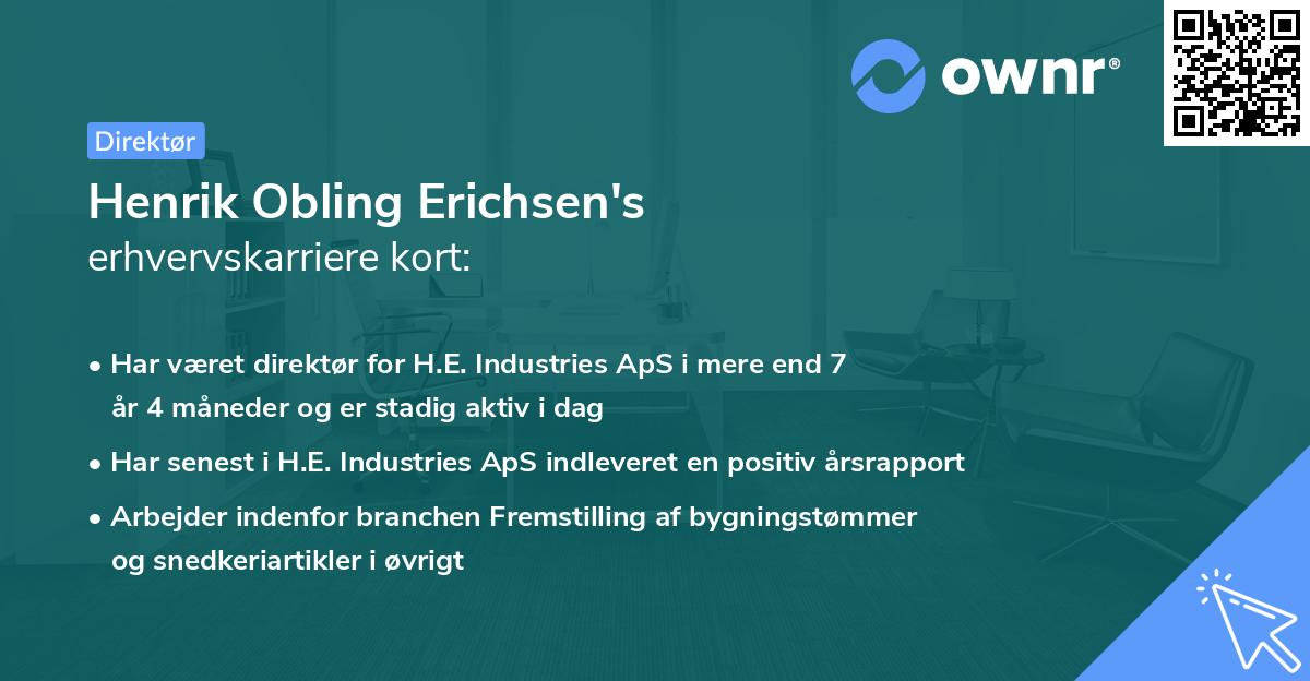 Henrik Obling Erichsen's erhvervskarriere kort