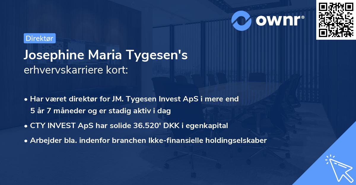 Josephine Maria Tygesen's erhvervskarriere kort