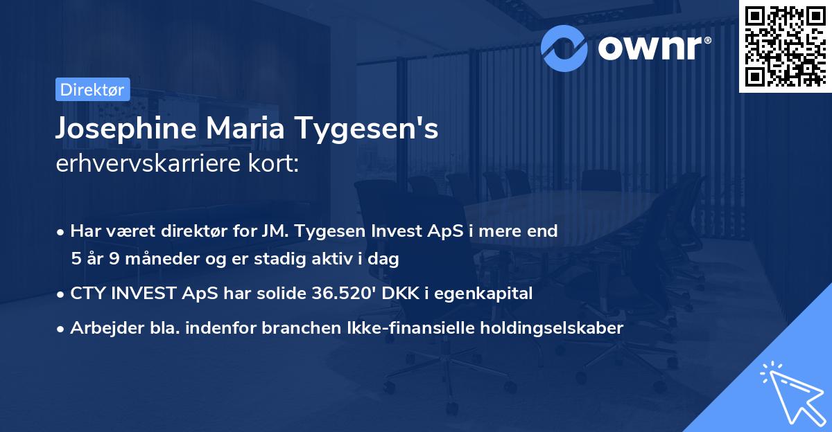 Josephine Maria Tygesen's erhvervskarriere kort