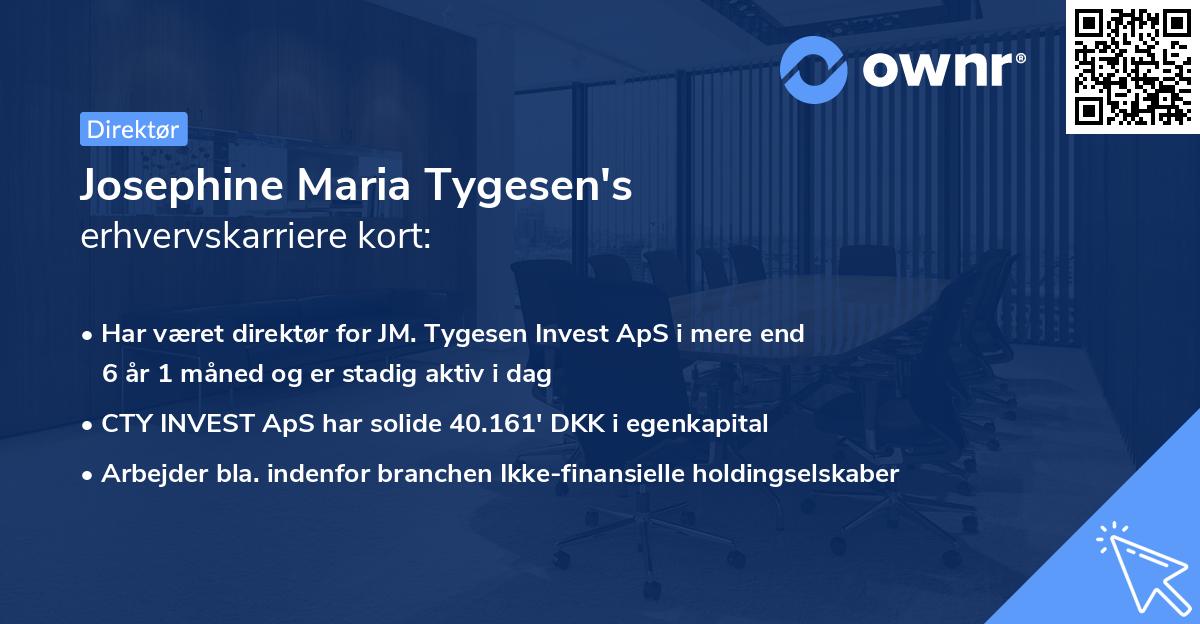 Josephine Maria Tygesen's erhvervskarriere kort