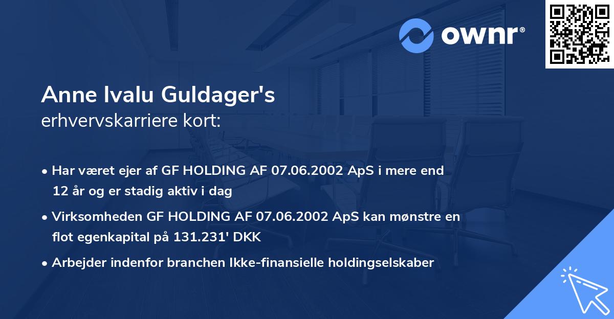 Anne Ivalu Guldager's erhvervskarriere kort
