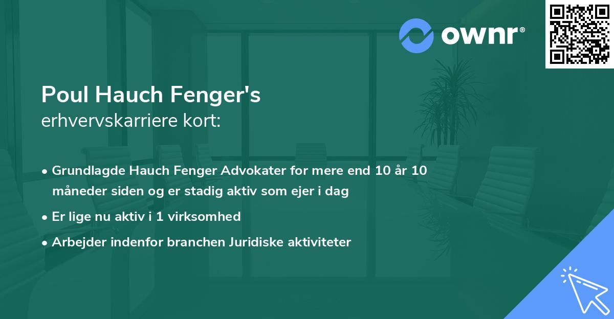Poul Hauch Fenger's erhvervskarriere kort