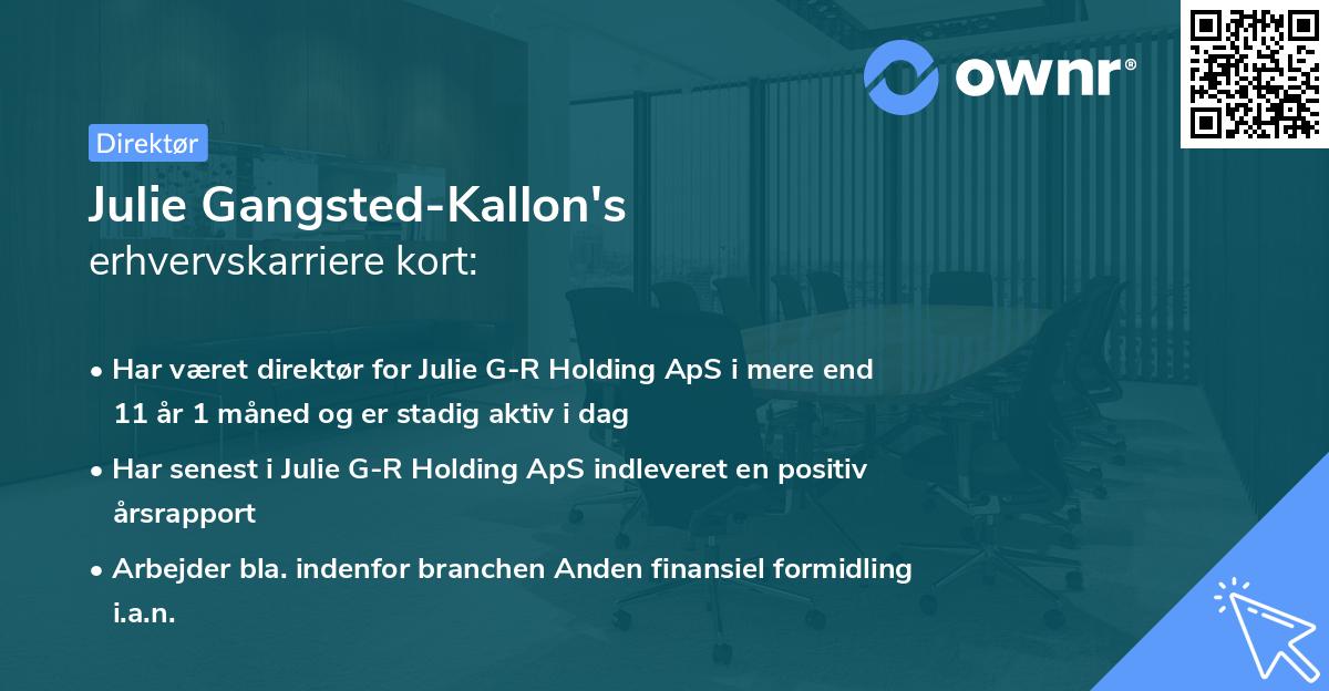 Julie Gangsted-Kallon's erhvervskarriere kort