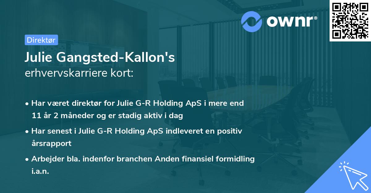 Julie Gangsted-Kallon's erhvervskarriere kort