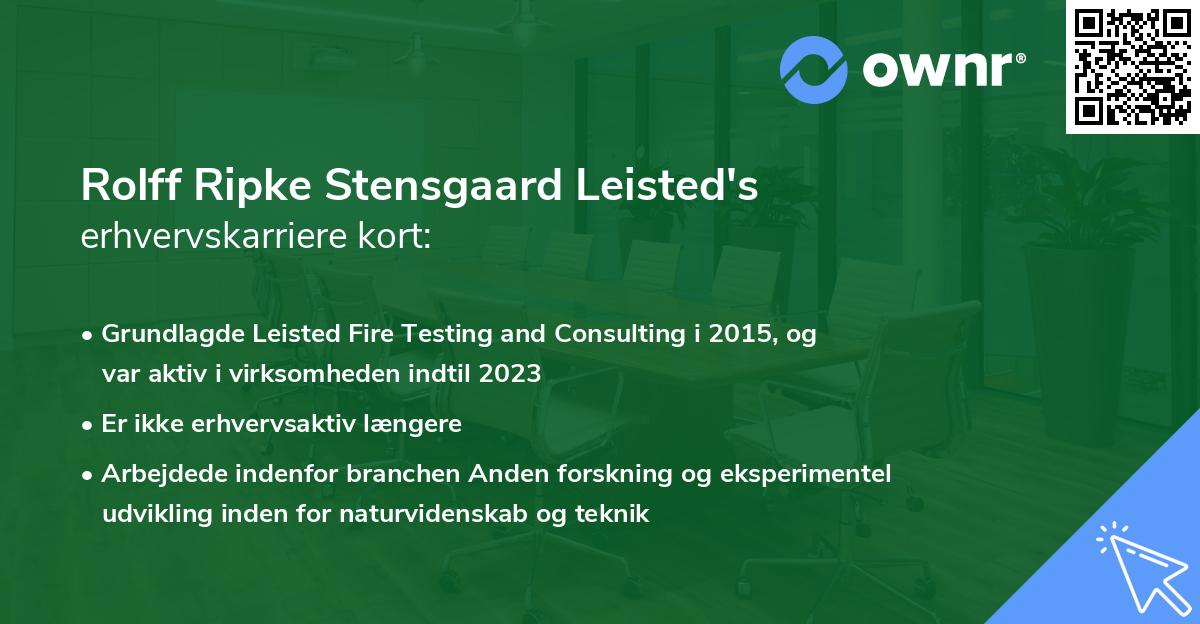 Rolff Ripke Stensgaard Leisted's erhvervskarriere kort