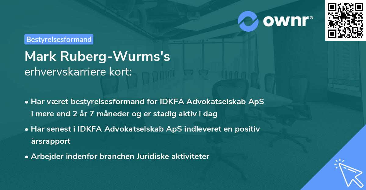 Mark Ruberg-Wurms's erhvervskarriere kort
