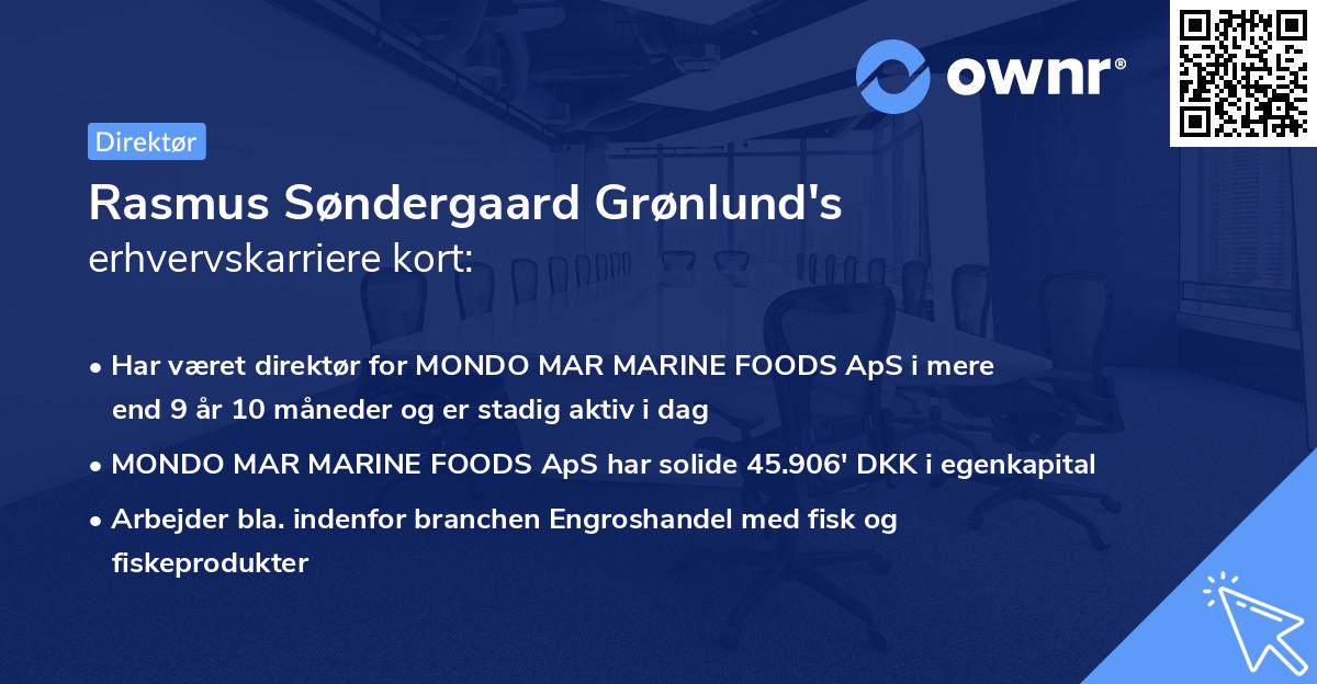 Rasmus Søndergaard Grønlund's erhvervskarriere kort