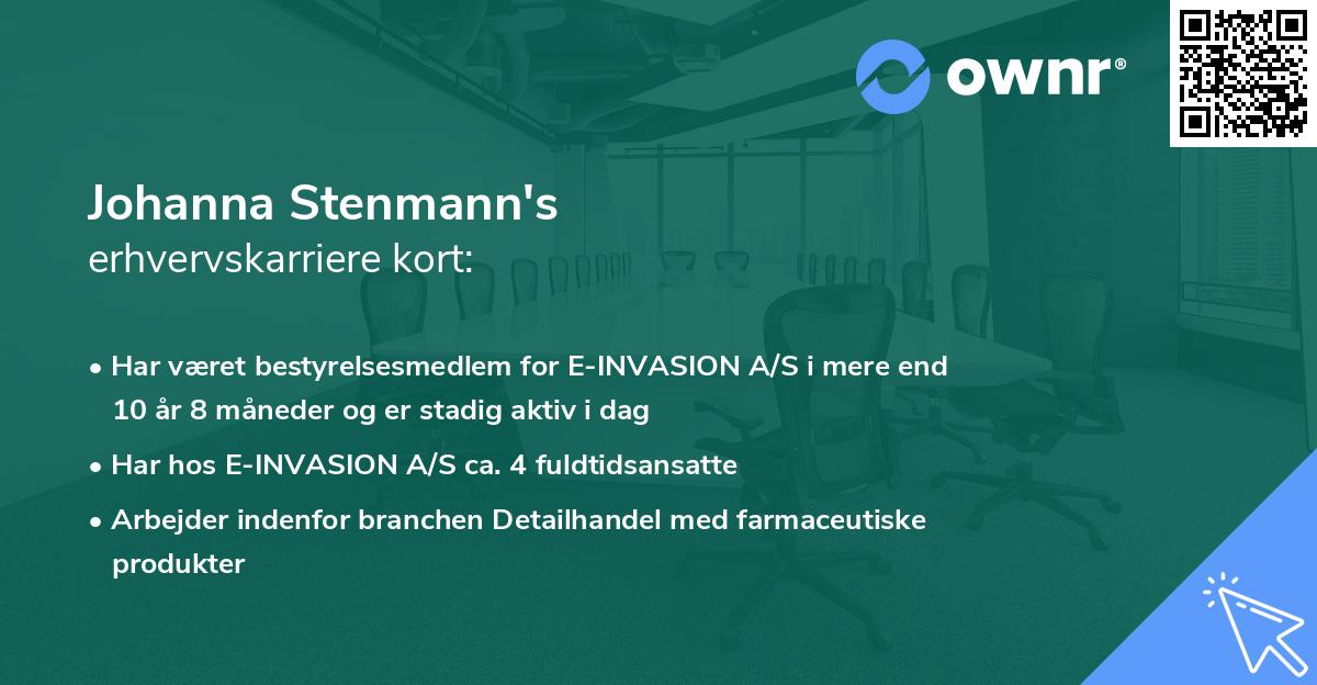Johanna Stenmann's erhvervskarriere kort