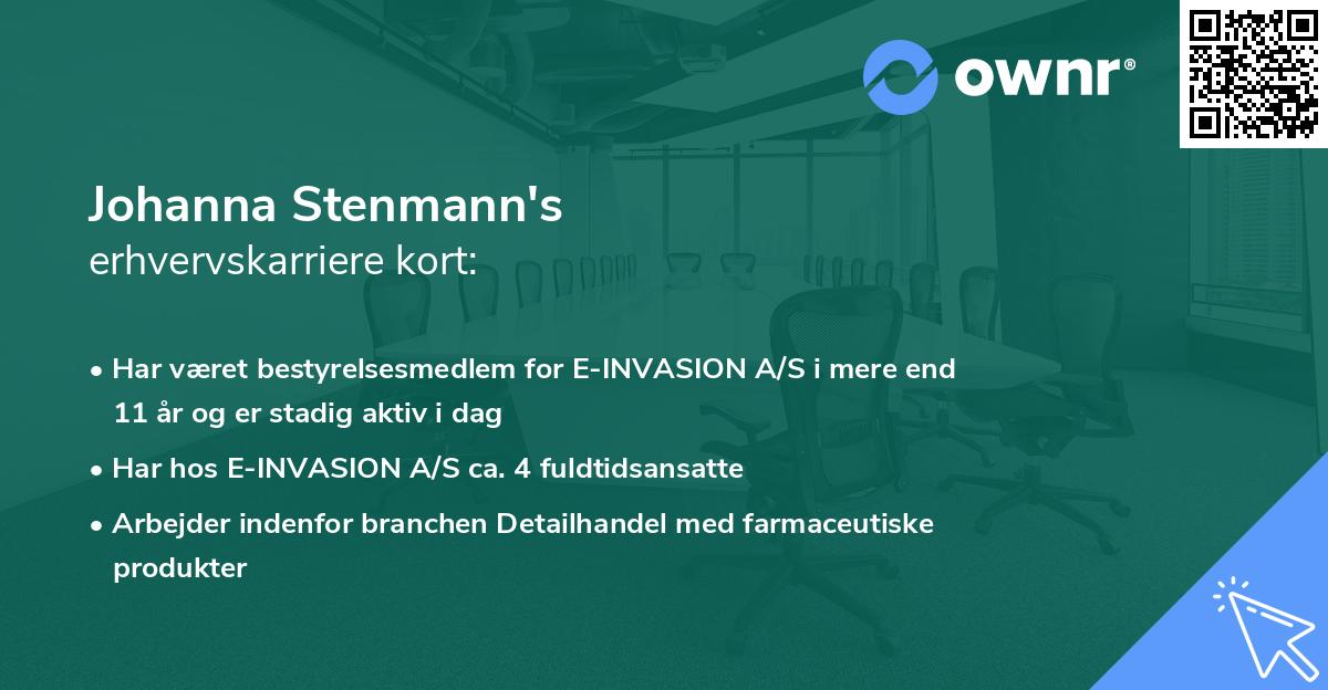 Johanna Stenmann's erhvervskarriere kort
