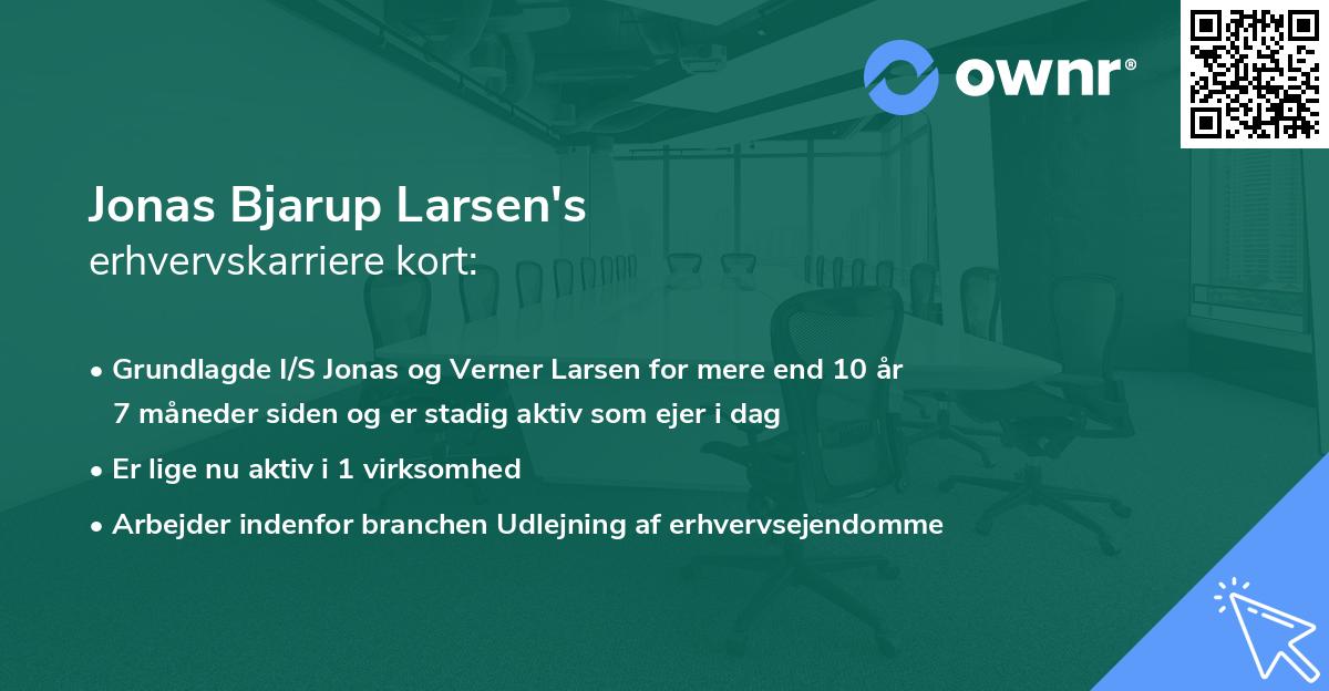 Jonas Bjarup Larsen's erhvervskarriere kort