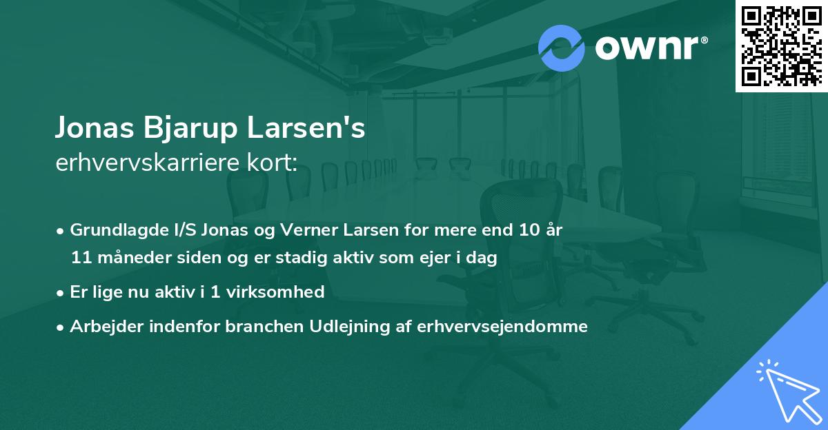 Jonas Bjarup Larsen's erhvervskarriere kort