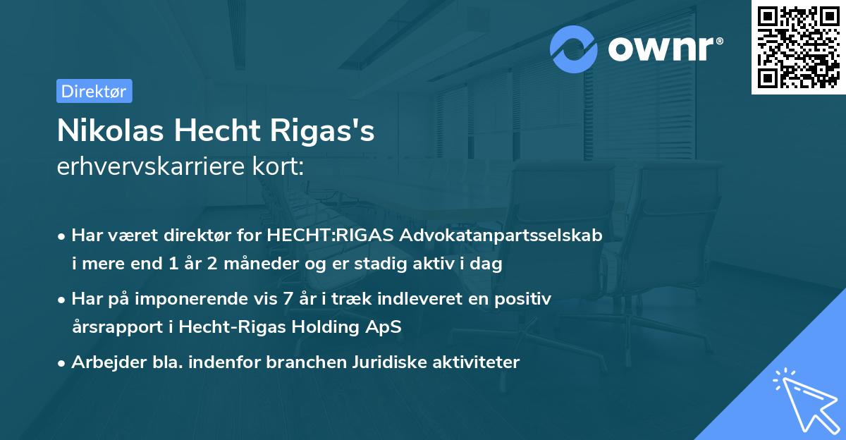 Nikolas Hecht Rigas's erhvervskarriere kort