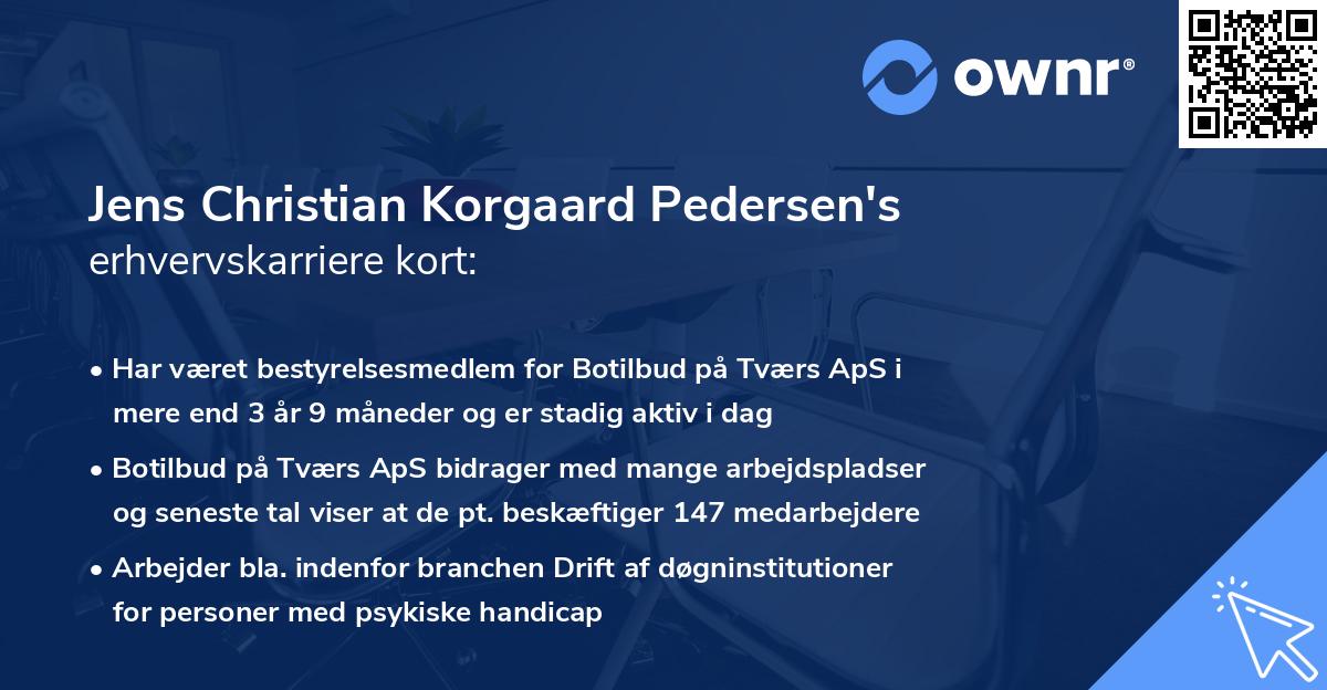 Jens Christian Korgaard Pedersen's erhvervskarriere kort