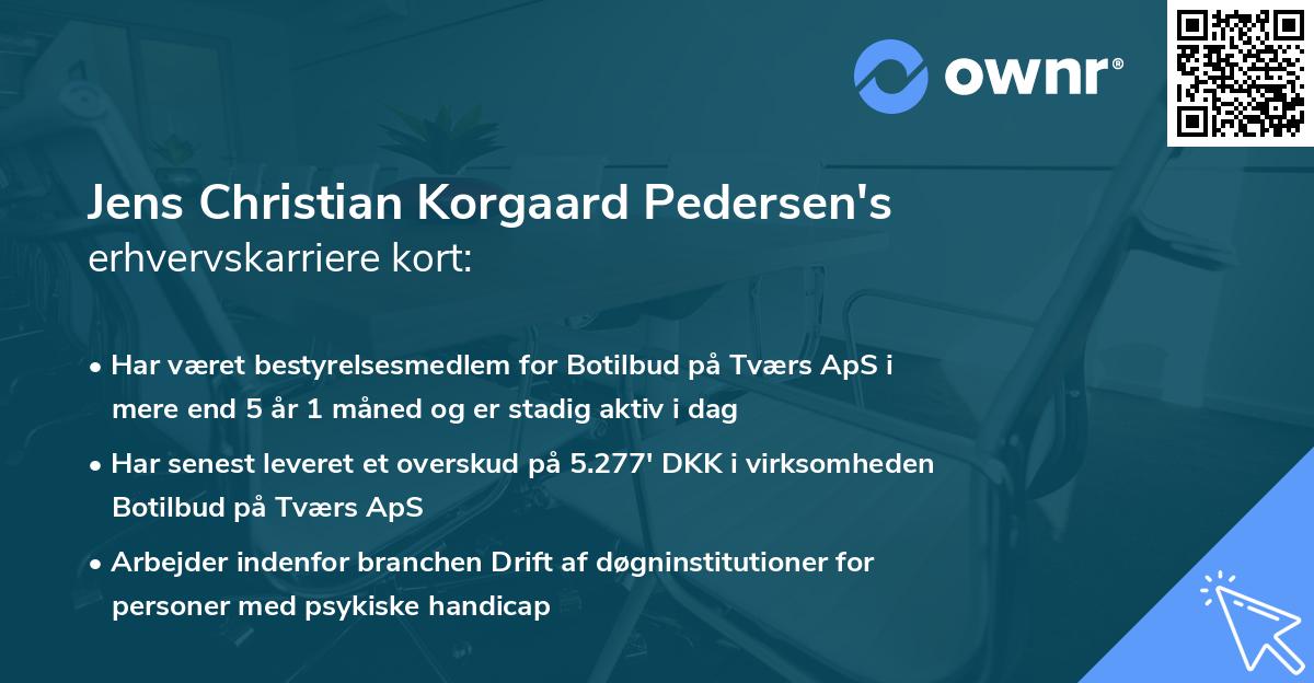 Jens Christian Korgaard Pedersen's erhvervskarriere kort
