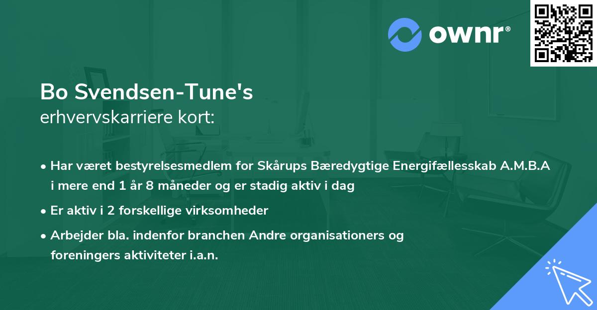 Bo Svendsen-Tune's erhvervskarriere kort