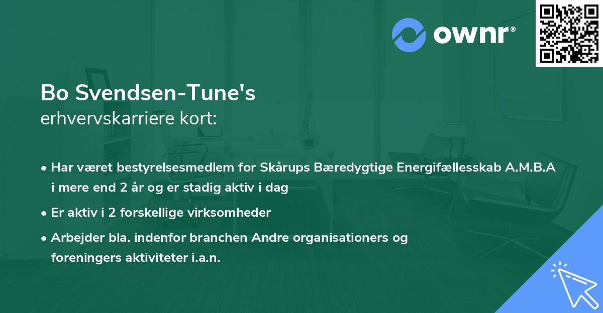 Bo Svendsen-Tune's erhvervskarriere kort