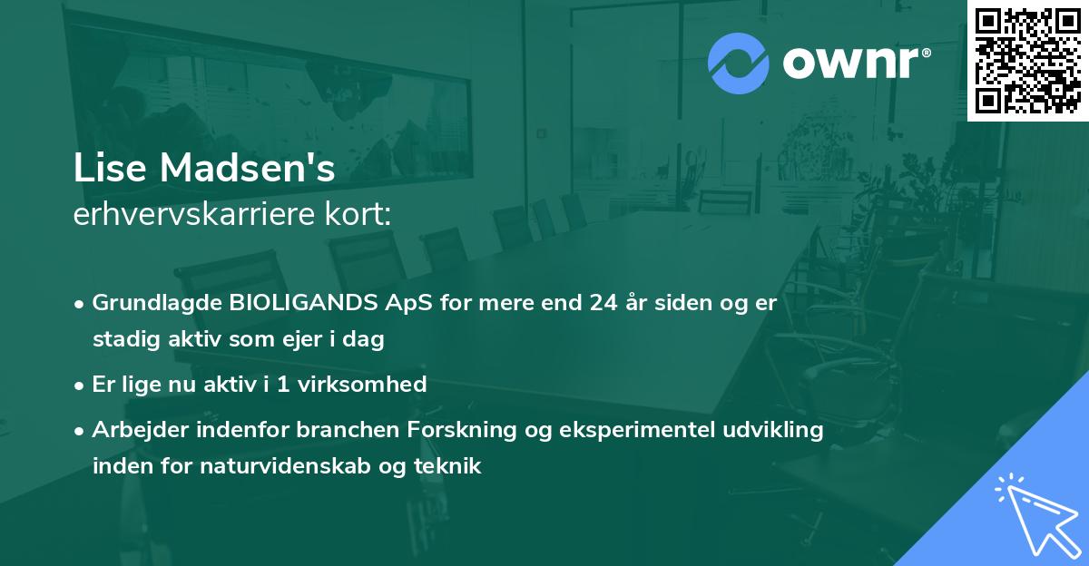 Lise Madsen's erhvervskarriere kort