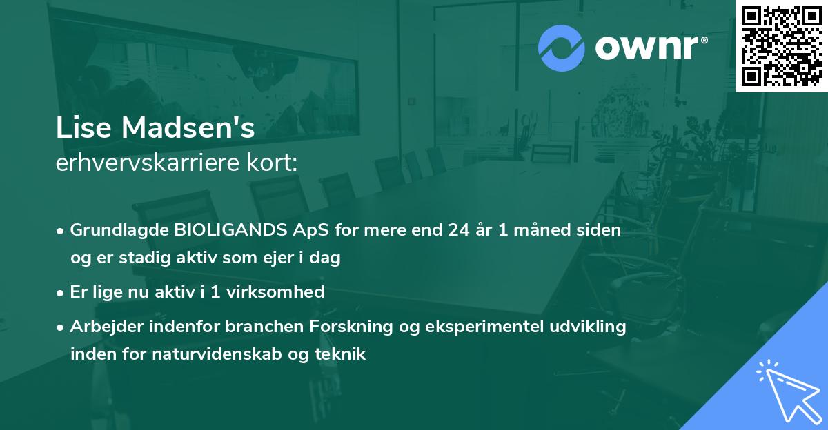 Lise Madsen's erhvervskarriere kort