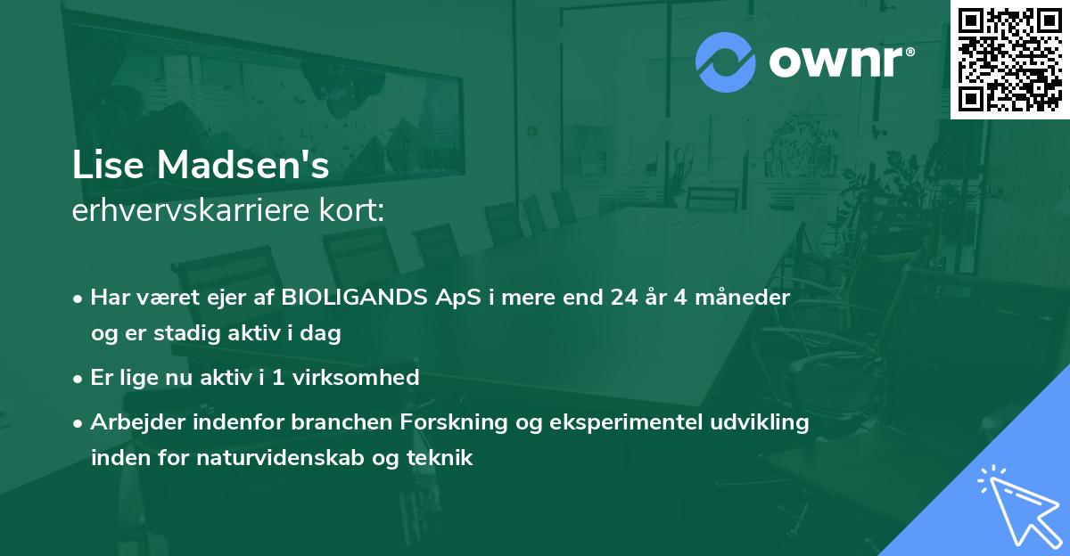 Lise Madsen's erhvervskarriere kort
