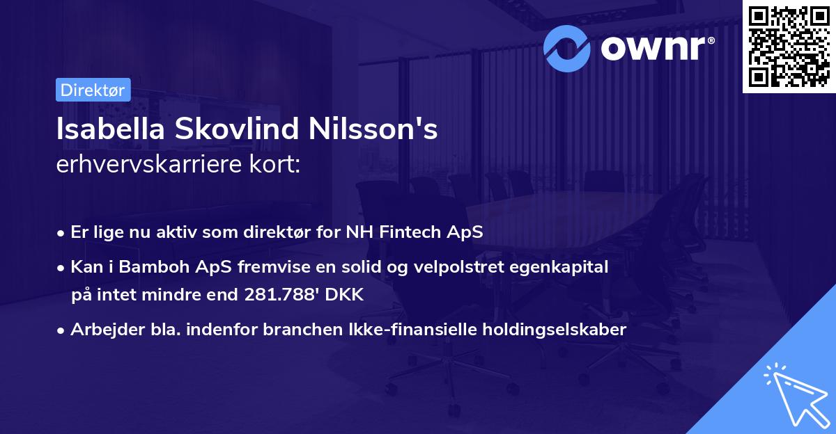 Isabella Skovlind Nilsson's erhvervskarriere kort