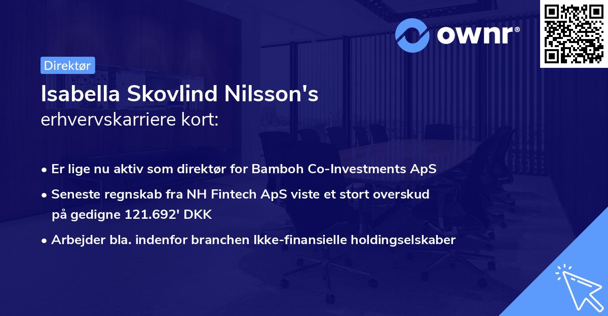 Isabella Skovlind Nilsson's erhvervskarriere kort