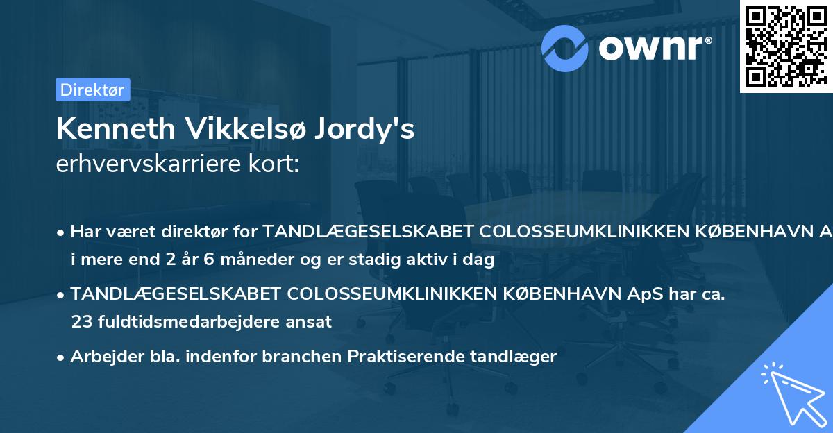 Kenneth Vikkelsø Jordy's erhvervskarriere kort