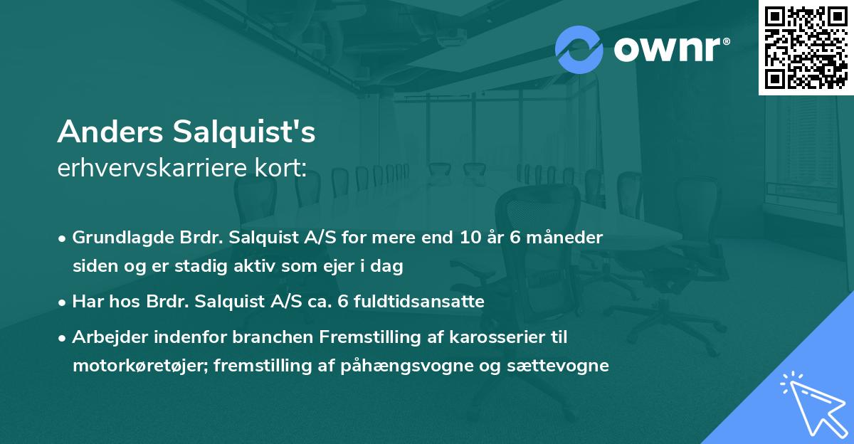 Anders Salquist's erhvervskarriere kort