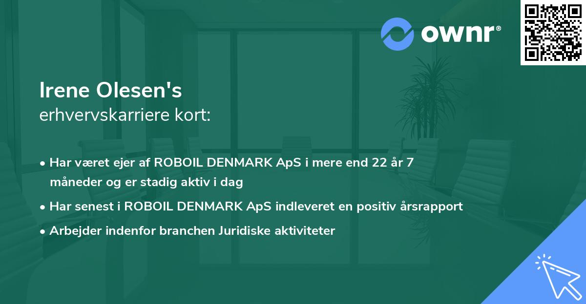 Irene Olesen's erhvervskarriere kort